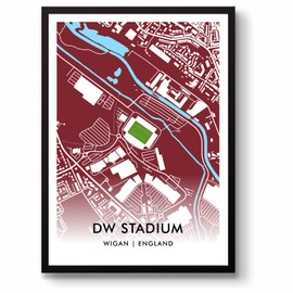 GroundDesigns WIGAN WARRIORS Rugby League Gift DW STADIUM Art A3 Print WWRLFC