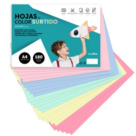 A4 Assorted Pastel Colour Card 180g for Crafts, Printing Documents and Creative Designs Colour Foils A4 m-office (x25 Pastel Assortment)