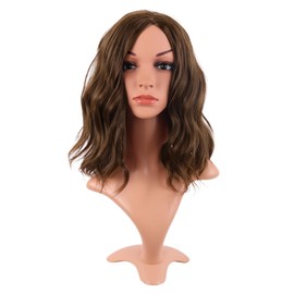 MapofBeauty 14 Inch/35 cm Bob Wavy Short Curly Body Wave Cosplay Anime Synthetic Hair Party Wig (Brown)