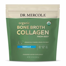 Dr. Mercola Colágeno Orgánico En Polvo De Caldo De Huesos, Vainilla, 30 Porciones(30 Cucharadas) Suplemento Dietético, Favorece La Comodidad De Los Huesos Y Las Articulaciones, Certificado Orgánico Po