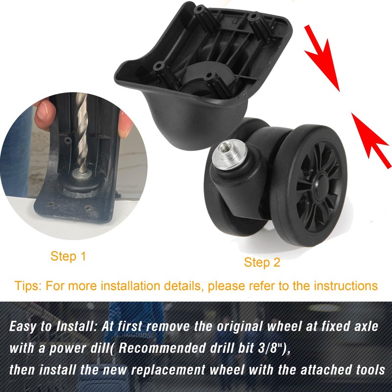 Zoofen Luggage Replacement Wheels 2 pcs Suitcase Replacement Wheels Wear-Resistant