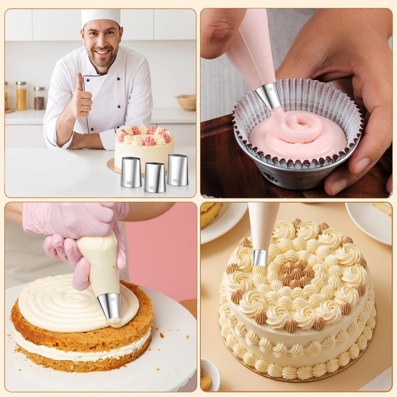 3 Pcs Large Icing Tips, Stainless Steel Big Piping Tips