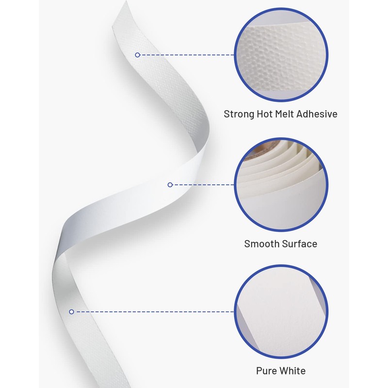 FAKILO Melamine Edge Banding, White Pre-glued Veneer Edge Banding for