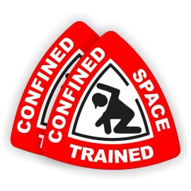 Unbranded/Generic 2pk - Confined Space Trained Hard Hat Decals Helmet Stickers Safe Worker Red