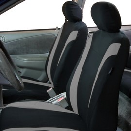 FH Group Automotive Seat Covers Full Set Car Accessories Gray - Cosmopolitan Combo Small Car Seat Cover Design, Airbag and Split Rear Car Seat Cover - Universal Fit for Cars Vans Trucks and SUV