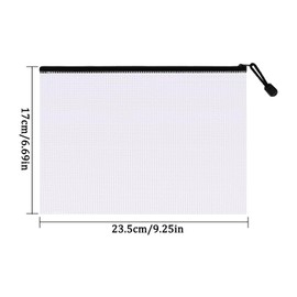 Pack of 12 A5 Document Bags, Zip Document Bags, Transparent Waterproof Mesh Bag, PVC Zip Bag for School Office Supplies, Cosmetics, Travel Accessories