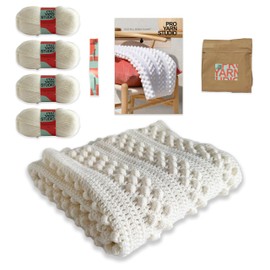 Four Ball Bobble Crochet Kit with 4 x 100g DK Yarn, 4.5mm Crochet Hook, Easy Crochet Pattern