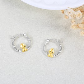 Sterling Silver Duck Hoop Earrings - Cute Duck Jewelry Gifts for Women