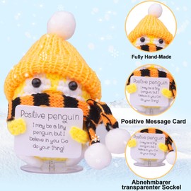 Mwmoeen Christmas Positive Penguin, Positive Potato and Penguin with Santa Hat and Mini Scarf, Positive Energy Card, Transparent Base, Best Christmas Gifts for Family and Friends