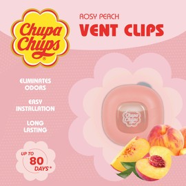 Chupa Chups Car Air Freshener, Rosy Peach - Long Lasting Car Fresheners with Fun Scents, Colorful and Vibrant Air Freshener for Car, Unique Car Freshner Perfume Deodorizer- 4Pack (8pcs Total)