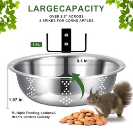 Squirrel Feeders for Outside, Metal Squirrel House for Outdoor, Durable Bowl Tree Mounted of Chipmunk Feeder, Squirrel Food for Backyard Squirrels Hold Corn, Corn Cob, Peanuts (8.5Inch