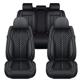 LonYogan Car Seat Covers for Ford Explorer 2011-2021 Leather Front and Rear Split Bench 5-Seat Waterproof Seat Covers Protectors, Easy Install Interior Covers Standard Black