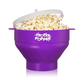 The Original Proper Popper Microwave Popcorn Popper, Silicone Popcorn Maker, Collapsible Bowl BPA Free & Dishwasher Safe - (Purple)