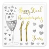 Hunts England - 11th Wedding Anniversary Card - Happy Steel