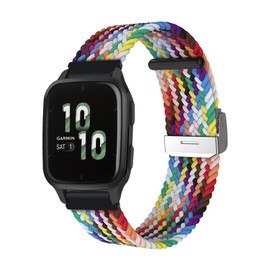ToVioc 20 mm Nylon Strap Compatible with Garmin Venu Sq 2/Venu Sq 2 Music/Venu 2 Plus/Venu Sq Music, Replacement Strap for Garmin Vivoactive 5/Vivoactive 3 Music/Forerunner 245/645 - Rainbow