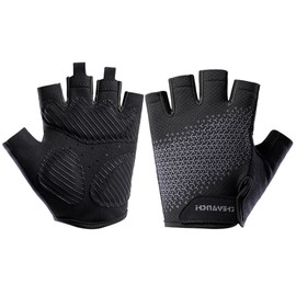 SUJAYU Fingerless Workout Gloves for Men Women Bike Gloves for Men Cycling Bicycle Accessories, Guantes para Bicicleta Hombre Guantes Ciclismo Hombre (Black, X-Large)