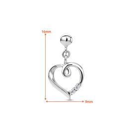 Orovi Jewellery Women's Heart Earrings with Hearts Set with White Zirconia in Brilliant Cut Timeless Classic Silver Earrings Made of 925 Sterling Silver, Silver, Cubic Zirconia