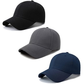 RNFENQS 3 Pack Plain Cotton Baseball Cap Strapback Adjustable Classic Dad Hat Low Profile Ball Caps for Men Women Black