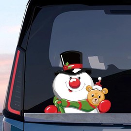 Leniutor 2PCS Christmas Snowman Peeking Sticker, Cute Window Decals for Car Window Bumper Stickers Christmas Accessory Decorations (Snowman&Reindeer)