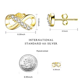 CRYSLOVE Infinity Stud Earrings For Women Girl 925 Sterling Silver Cubic Zirconia Forever Endless Love Symbol Stud,Jewelry Gifts for Mother's Day