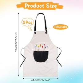 KFHENSOMR 2 Pack Children's Apron Adjustable Art Apron with Front Pocket Girls Boys Aprons for Kids Artist Painting Crafting Cooking Baking Art Gardening (Gray & Black)