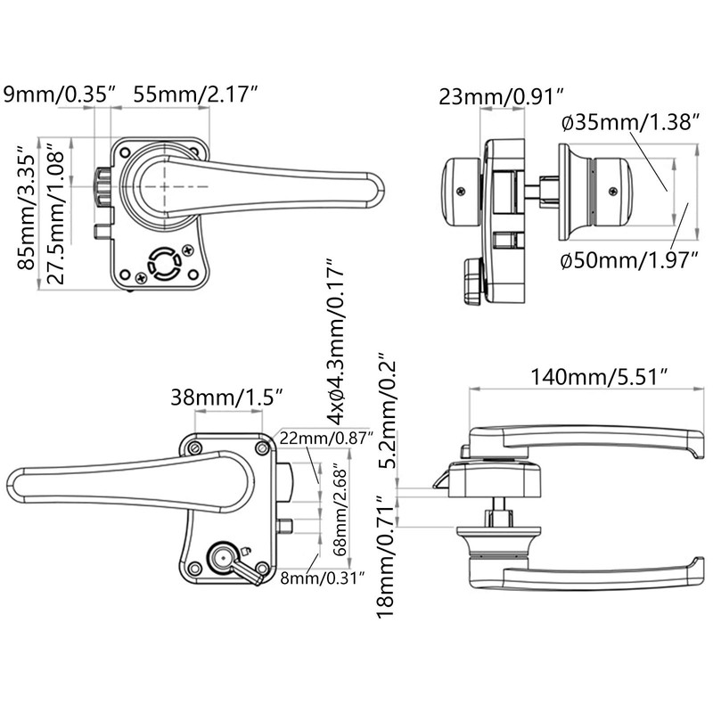 Motorhome Toilet Bathroom Caravan Boat Door Lock Knob Multi Use