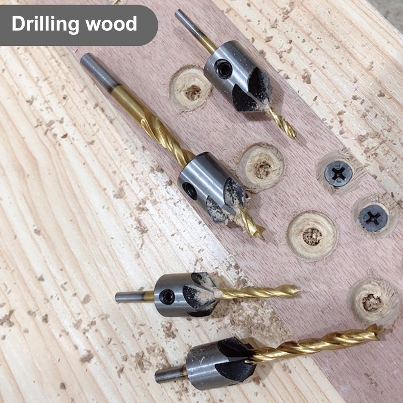 Drill Countersink, 7-Piece Wood Drill Bit with Countersink Drill Wood