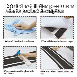 JNNJ 5 Stück Auto Haube Streifen Aufkleber, Auto Racing Karosserie Seite Streifen Aufkleber, Aufkleber Streifen Dekoration Für Autos SUV LKW Geländewagen(Weiß)