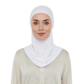 ihvan online, Hijab Undercap, Full Neck Coverage Under Scarf Hijabs, Head Coverings for Women, Muslim Stretchy Turban, White