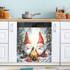 Dishwasher Magnet Cover Panel Christmas Gnomes Refrigerator Magnetic Microwave Stickers Wash Machine Fridge 26" x 23" for Home Kitchen Decor