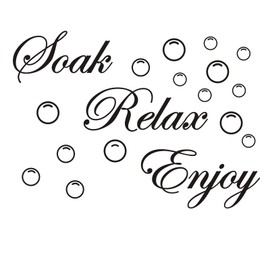 Soak Relax Enjoy Wall Decal Vinyl Stickers, Removable Cute Bubbles Quotes Art DIY Sticker Mural for Bathroom Washroom WC Living Room Toilet Office Home Window Door Decoration