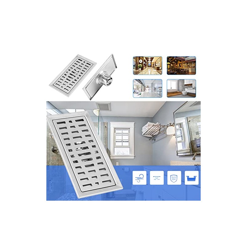 Rectangular Shower Drain 20 x 10 cm Rectangular Stainless Steel