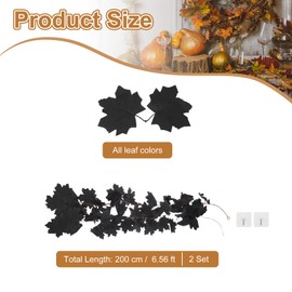 PATIKIL Fall Garland 6.6Ft/Piece, 2 Pack Artificial Autumn Foliage Garland Maple Leaves Hanging Vines Leaf Decoration for Home Wedding Fireplace Party,Black