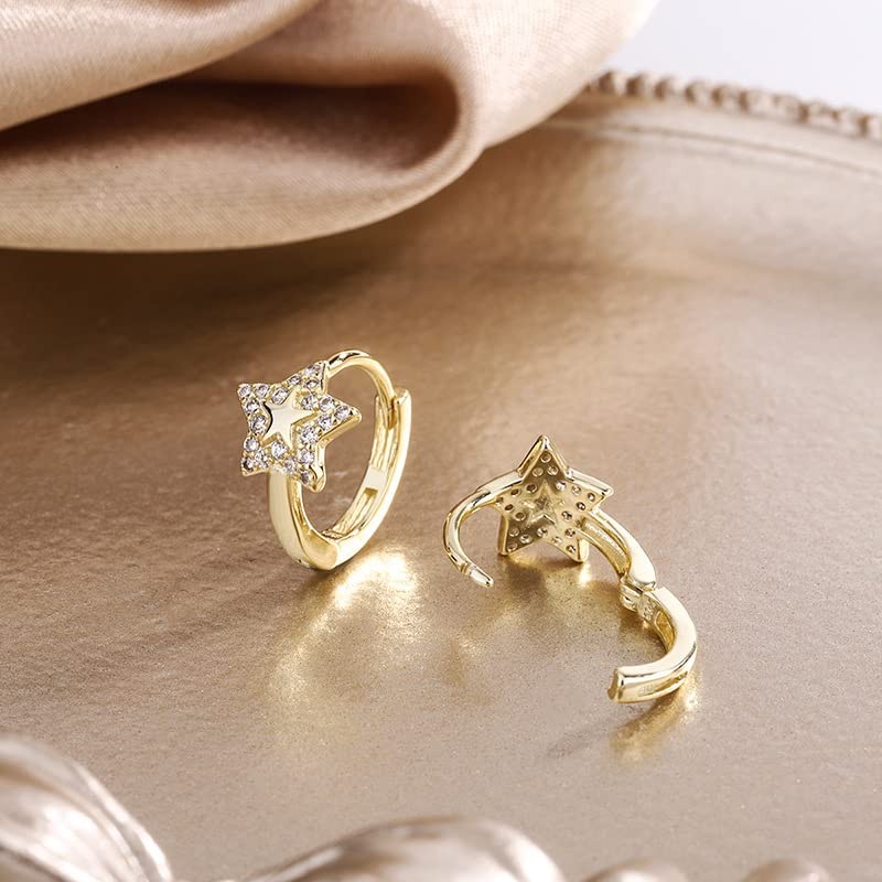 Women's Cute Small Top Grade Zirconia Hoop Earrings with Pearl,
