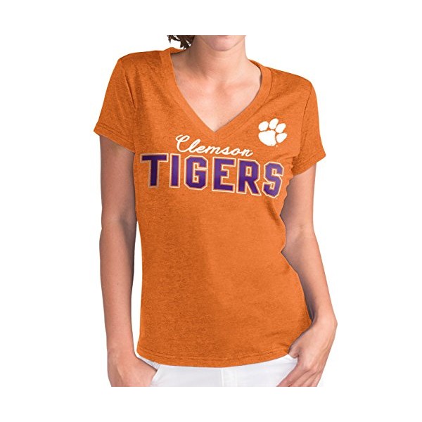 G-III 4her by Carl Banks Clemson Tigers Women's Orange Home Run V-Neck T-Shirt X-Small