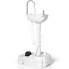 S AFSTAR Portable Camping Sink, Hand Wash Basin Stand w/ 17L Water Tank & Soap Dispenser, Rolling Hand Washing Station w/Towel Holder & Wheels for Garden, Outdoor Events Party