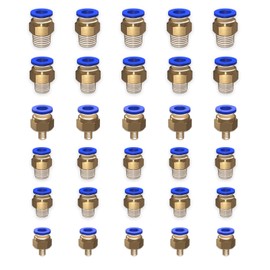 EterMutable 30Packs 4mm 6mm Tube OD,1/8 Inch 1/4 Inch M5 Push to Connect Fittings,Pneumatic Male Quick Connect Air Line Hose Fittings Accessories