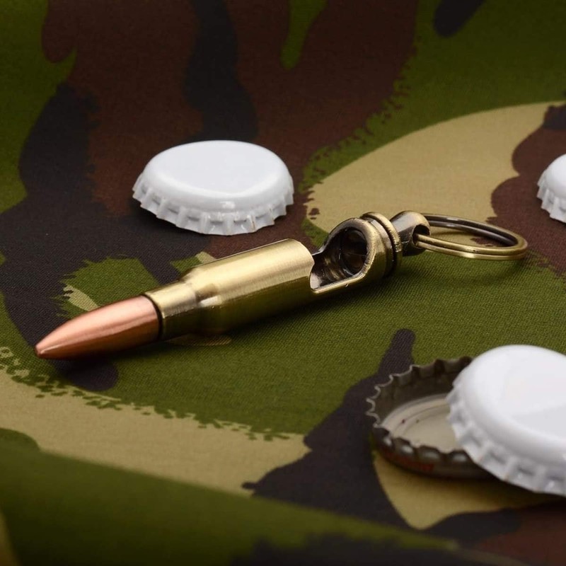 Retro Military Bullet Bottle Opener, .308 Winchester Design, Brass Keyring,
