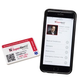 SuperAlert™ Smart Medical ID Card with Detailed Online Profile; Wallet Card with Included Lifetime Subscription