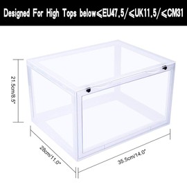 K.T.Z Shoe Boxes,Clear Plastic Shoe Box Magnetic Side Open Stackable Shoe Box (D Style Transparent, 1 PCS)