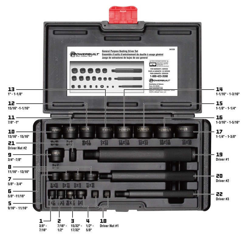 Powerbuilt General Purpose Bushing Driver Tool Kit, Tool Set to