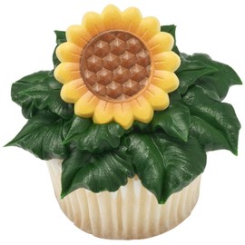 Sunflower Fall Wedding Flowers Cupcake Topper Rings - Set of 12sunflower