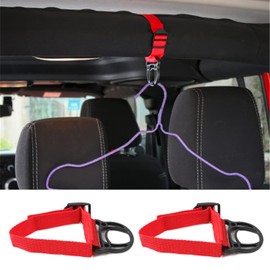 YOCTM - percha de ropa enrollable para ropa para Jeep Wrangler JL TJ JK JLU Sports Sahara Freedom Rubicon X & Unlimited 2007-2019 2020 2021 2022 Accesorios para piezas interiores rojos (paquete de 2)