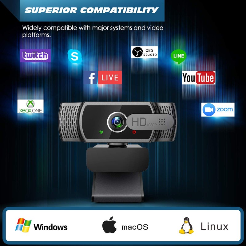 Webcam for PC with Microphone - 1080P FHD Webcam with