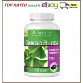 Trunature Ginkgo Biloba 120mg 340 Softgels for Memory Support