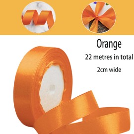 Satin Ribbon Orange 20 mm, 22 m Decoration for Presents, Gift Ribbon, Wide Bow Ribbon, Fabric Ribbon for Dress, Wedding, Christening and Birthday Gifts, Decorative Ribbon for Gift Packaging
