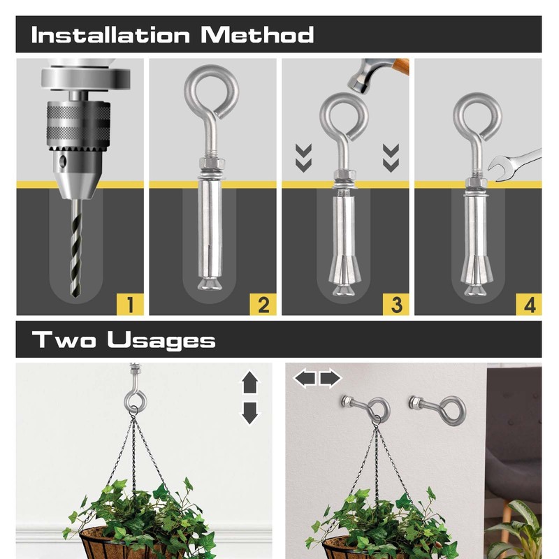 AccEncyc M6 Concrete Wall Hook 304 Stainless Steel Expansion Hook
