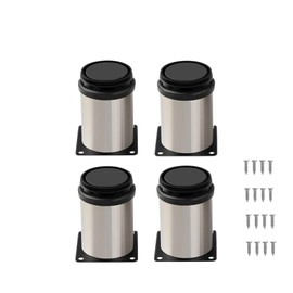 4 Inch Metal Furniture Legs - Adjustable, Stainless Steel, Silver Round, Ideal for DIY Projects: Cabinets, Desks, Coffee Tables, Shelves, and Bed Frames