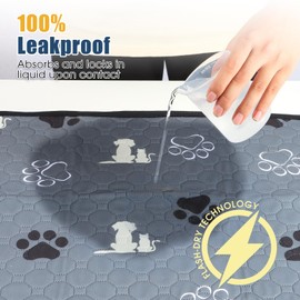 WanpeeGoo Washable Pee Pads for Dogs Mat, 2 Pack Absorbent Reusable Training Dog Pads Pet Puppy Pads, Non-Slip Potty Pads for Whelping, Playpen, Crate, Bed, Grey 34"x52"