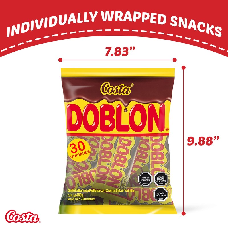 Costa Doblon Chocolate Covered Biscuit- Coated Biscuits- Biscuit with Vanilla